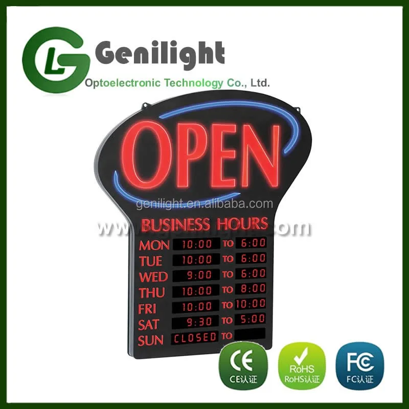 Battery Powered Custom Open Closed Today Business Plastic Led Sign