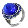 Modern and Simple Style Jewelry Women Bezel Setting 925 Silver Ring with Big Blue Stone