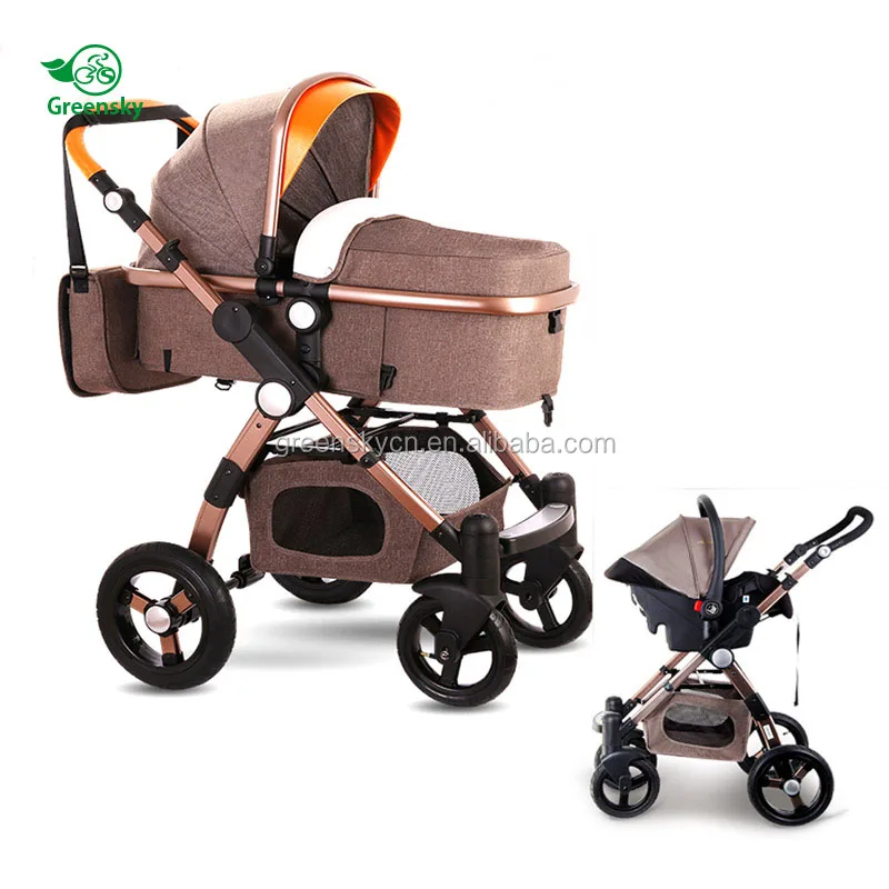 Brand Baby Strollers 3 In 1 Leather Prame Europe