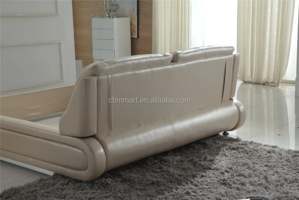 King size soft genuine leather bed 0414-801
