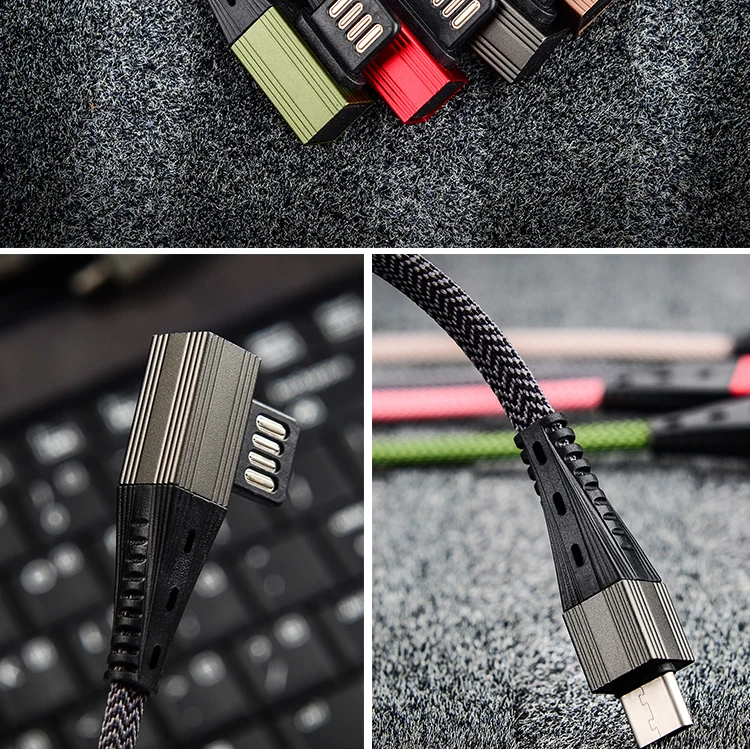 iHaitun Nylon Braided 3 in 1 Micro USB Charging Cable For Mobile Phone - ANKUX.COM