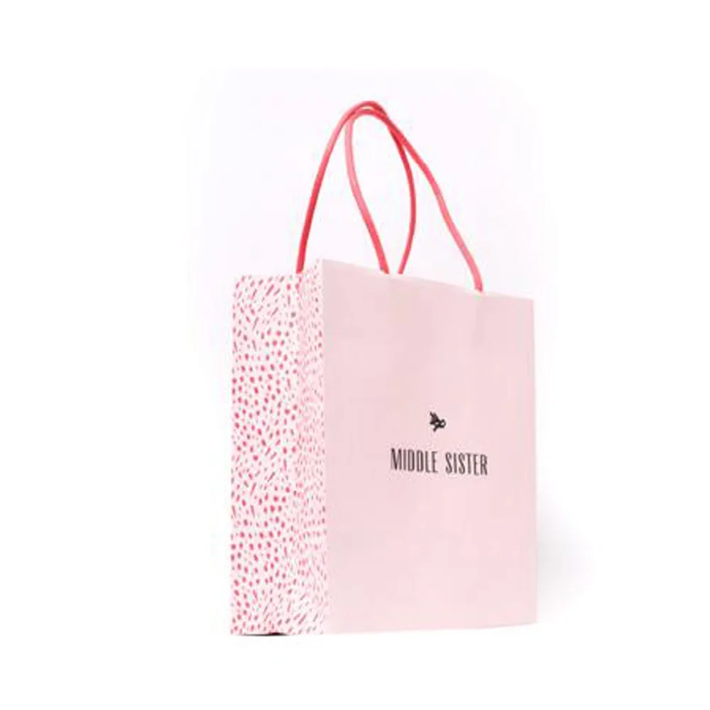 pink rose wedding gift paper bag with handle