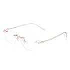 Personalise Rimless 18K Gold Optical Glasses Frame Non Prescription Eyeglasses for Women