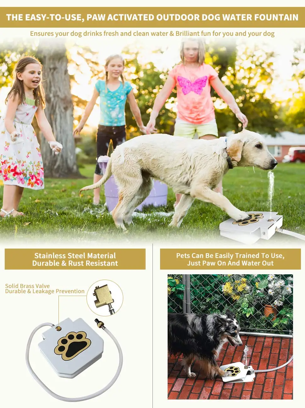 outdoor pet feeder smart dog water fountain pet step-on drinking