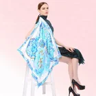 Customized pattern luxury design flower printed ladies twill silk scarves