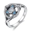 Custom Jewelry Diamond Finger Triangle shape Blue CZ 925 sterling silver ring