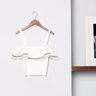 2017 New Fashion Spring Summer knitted Women Ruffle Crop Tank Top