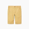 100% Cotton fabric mens yellow bermuda shorts with pockets and belt loop