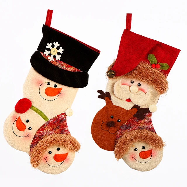 santa snowman three-dimensional knitted christmas stocking sock