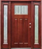 Exterior Stained Mahogany Prehung Double Solid Wooden Doors With 2 Side lites