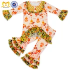Thanksgiving Turkey Dressy Children Girl Winter Ruffle Clothes Wholesale Kids Girl Set