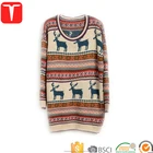 Ladies loose knit nordic christmas reindeer sweaters