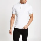 customized logo mens white check piped polo shirt short sleeve shirts for men