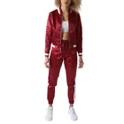 Fashion Satin Bomber and Jogger Women Tracksuits