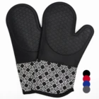 Heat resistant silicone oven mitts burning resistant thick kitchen glove washable pot holder BBQ grill mitts set