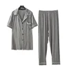 Men Pajama Sets Sleeve T-Shirt and Long Pants Sleep Set