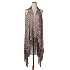 Fashionable long kimono summer hollow lace tassel vest for women