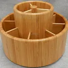 Revolving Countertop Carousel Bamboo Herb and Spice Rack