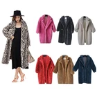 Wholesale Price European Hot Pink Leopard Black Brown White Blue Red Sheep Shearing Long Teddy Bear Coat for Women