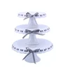 Wedding Party Decorating 3 Tier Ceramic Cake Stands Plate With Ribbon
