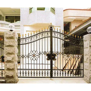 welded cast wrought iron driveway entrance gate for school/yard