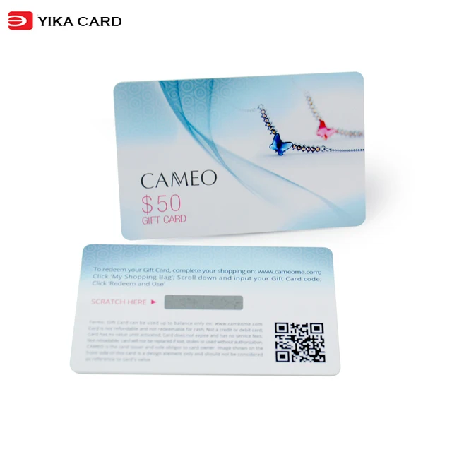 quality custom printing plastic pvc scratch membership gift card