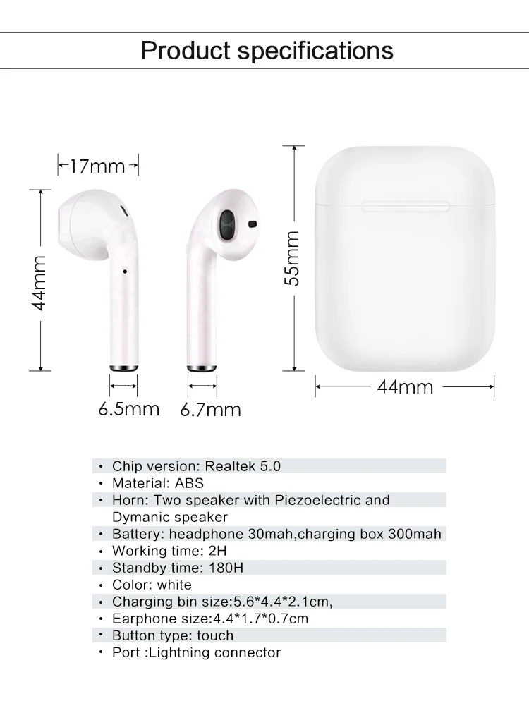 i168 Wireless TWS Earphones HIFI Piezoelectronic Ceramic V5.0 Smart Earbuds Headset With Touch Control Blue tooth TWS Earphones - ANKUX.COM