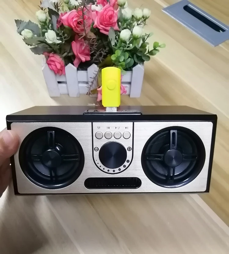 USB Port TF Card Slot FM 20 W Stereo Bass Wooden Portable Speaker Wireless - ANKUX.COM