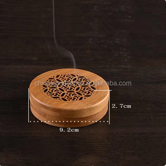 engraved wooden incense burner round gift box