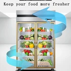 2019 new style double layer glass door upright kitchen commercial display refrigerator with factory price