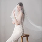V607 Mixed beaded bridal veil bachelorette party pearl wedding veils and accessories