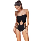 Fashion Bandage Hollow Out Solid Color Swimwear Sexy Bikini Swimsuit, Swimwear Woman Bikini