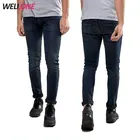 Wellone guangzhou manufacturer washed dark wash five pockets custom 100 cotton slim fit men wholesale cheap jeans