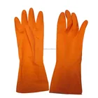 Orange Flock lined Kitchen Cleaning Household Rubber Gloves