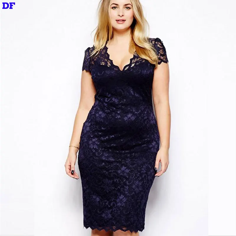 Lace XXXL Plus Size Summer Dresses Vestidos Summer Style Sexy Club Dress 2015 Hot Sale Fit Flare Wedding Party Dresses Vestido