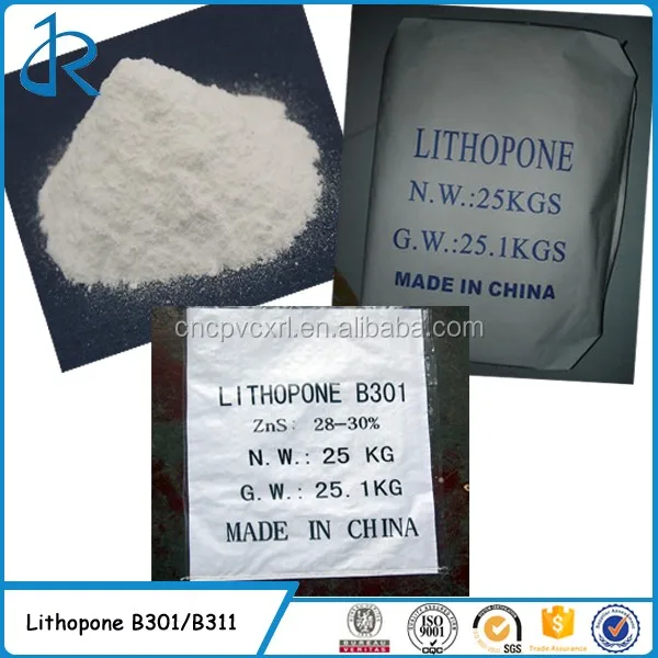 lithopone 28% 30% zinc sulfide white zns b301 & b311 rubberlith