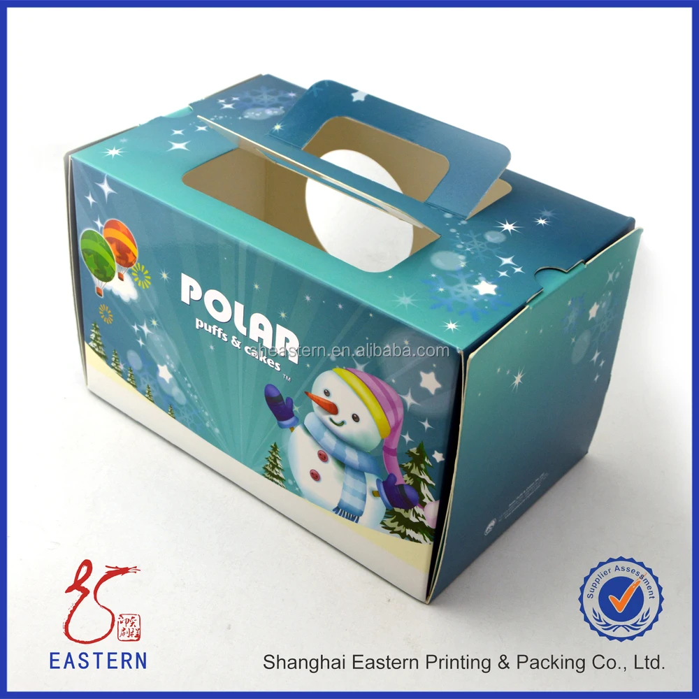custom paper cake box with handle / cake box design