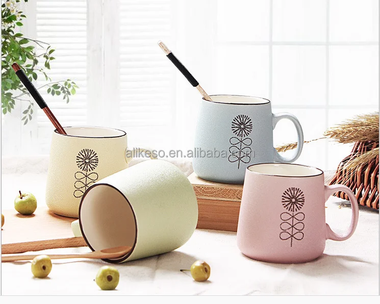 creative pastoral four color skin glaze ceramic cup coffee mug