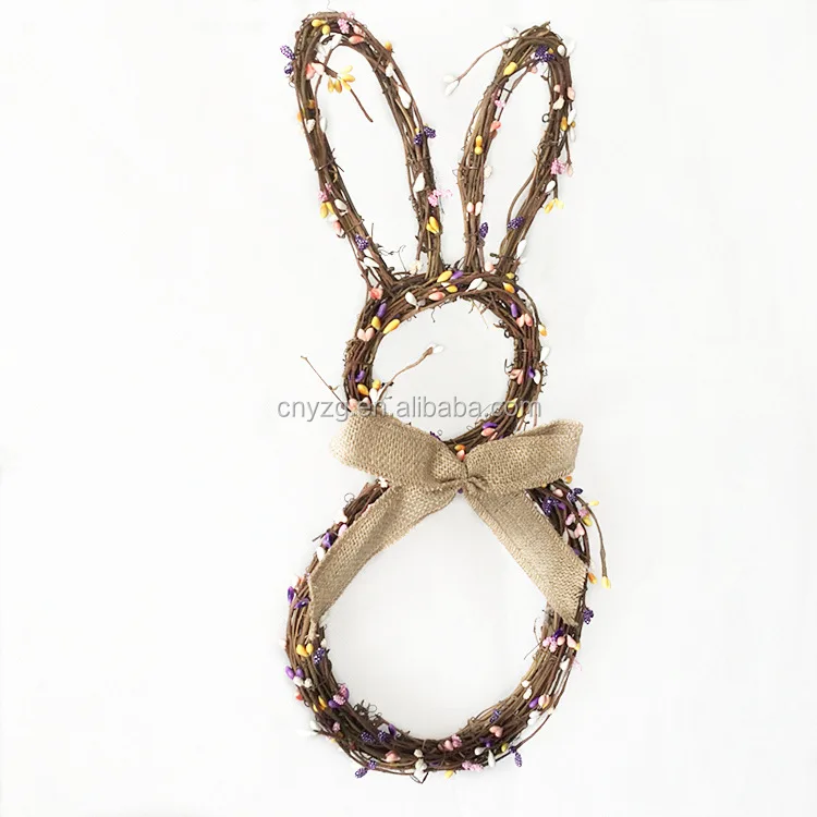 diy crafts hand made natural twig rabbit wreath rattan basket