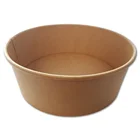Disposable custom printed kraft paper salad bowl with PET/ PLA cover lid