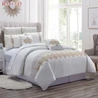 New design 100 % cotton home embroidery winter quilted bed sheet bedding set queen