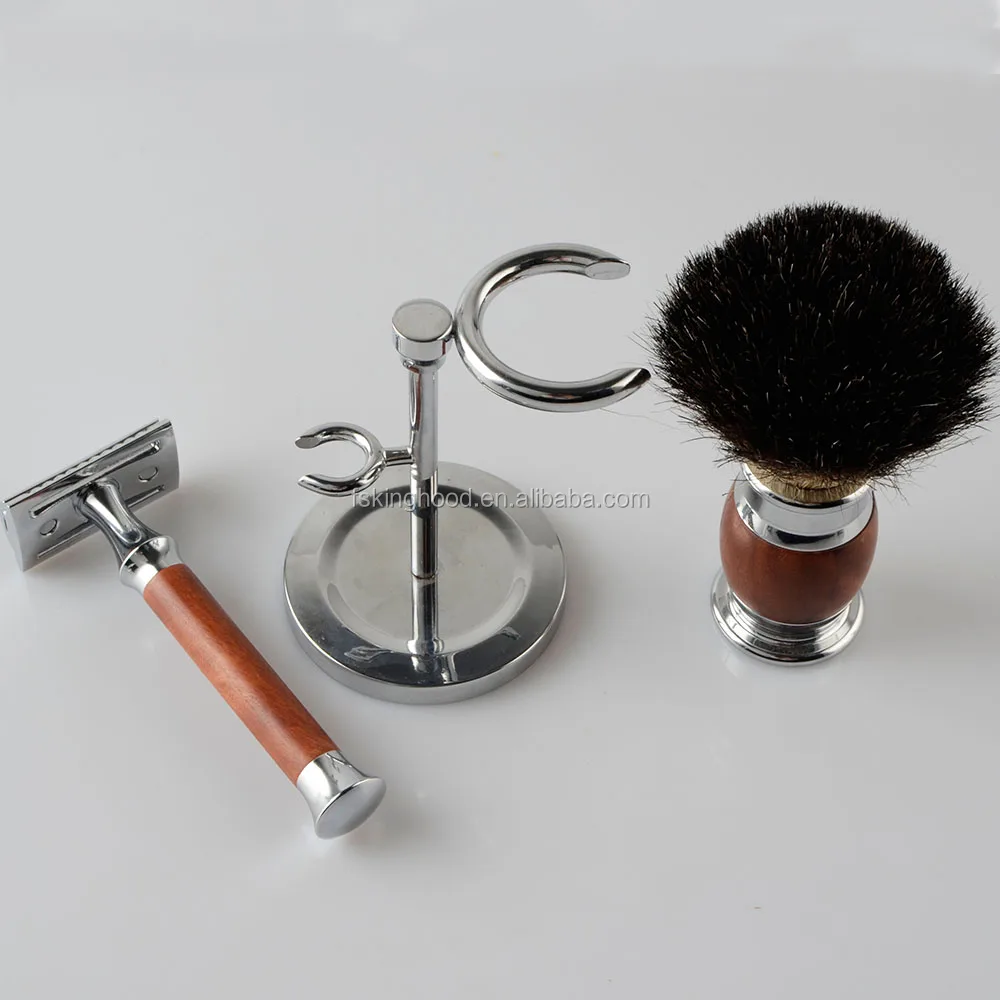 wooden shaving gift set for men shaving razor and shaving brush