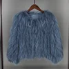Fairy raccoon fur knitted coat fluffy real fur lady overcoat popular style