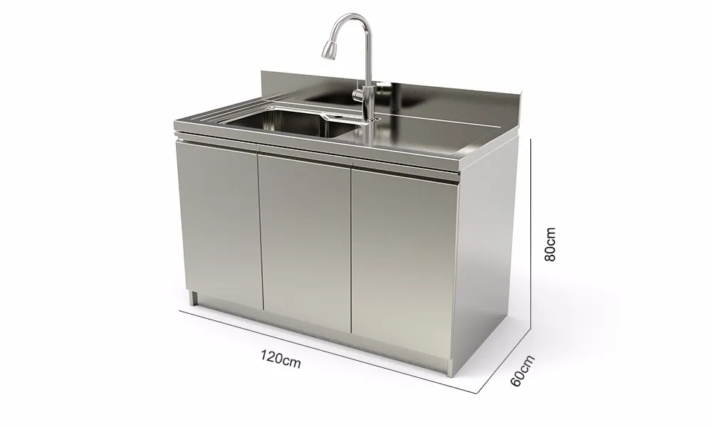 stainless kitchen sink with cabinet