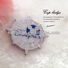 custom design metal label and logo name plate and white nickel hollow round metal logo for hat/clothing