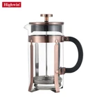 Highwin new release Stainless Steel and Borosilicate Glass Vintage Cpooer french press coffee tea maker complete bundle
