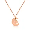 Hot selling necklace I love you to the moon and back rose gold plated stainless steel necklace heart shaped