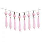Hot 60mm 10sets pink crystal octagon beads with icicle chandelier pendants lamp parts for DIY chandelier Candlestick