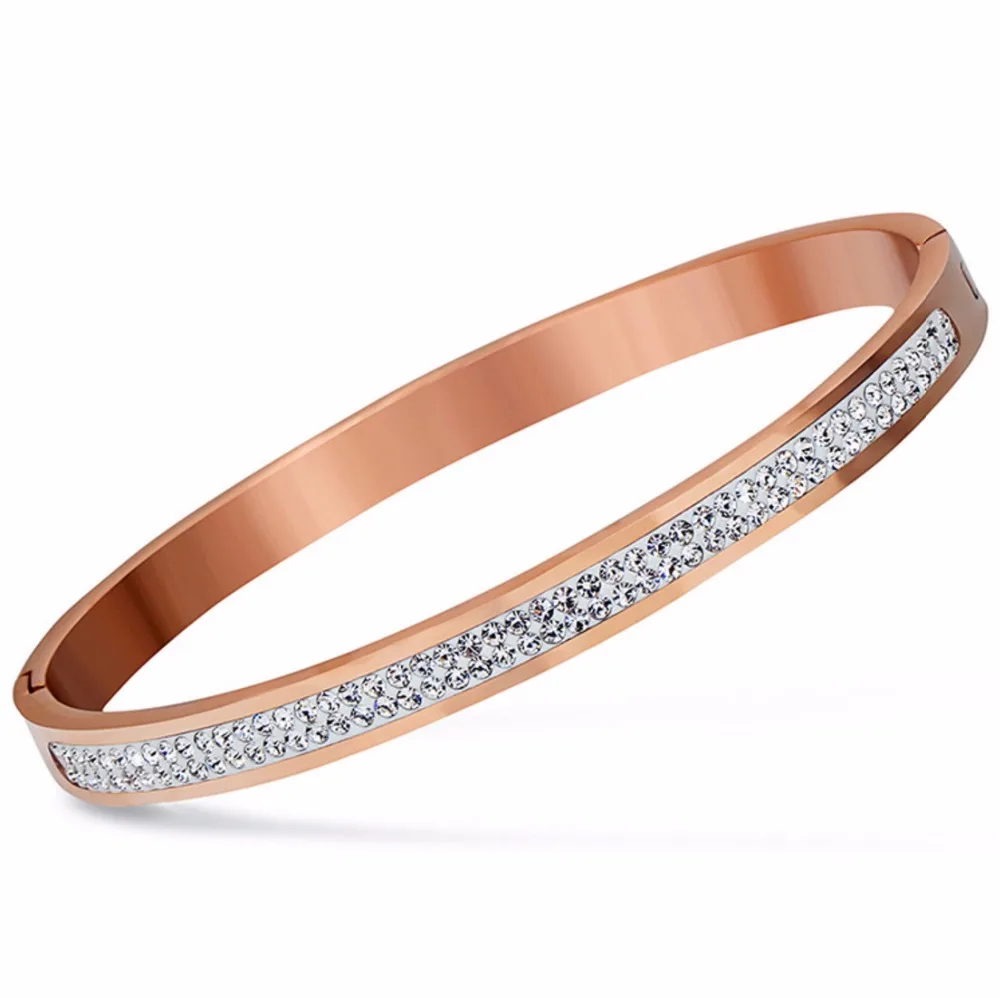 wide best christmas gifts rhinestone rose gold stainless steel