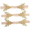 Christmas Deer Shaped Wooden Decoration Pegs Mini Crafts Card Clips with Glitter for Party Decorative Gifts